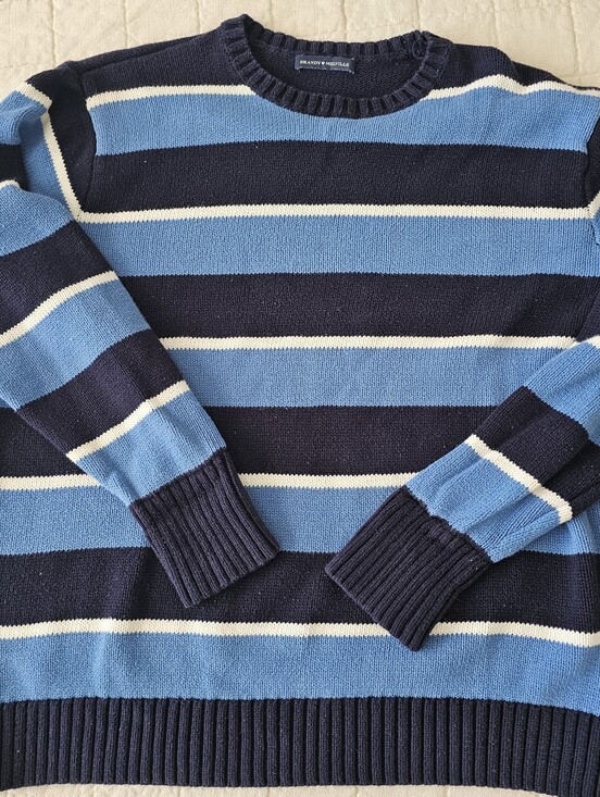 Brandy Melville Sweaters - Brandy Melville Striped Blue Knit Pullover Sweater